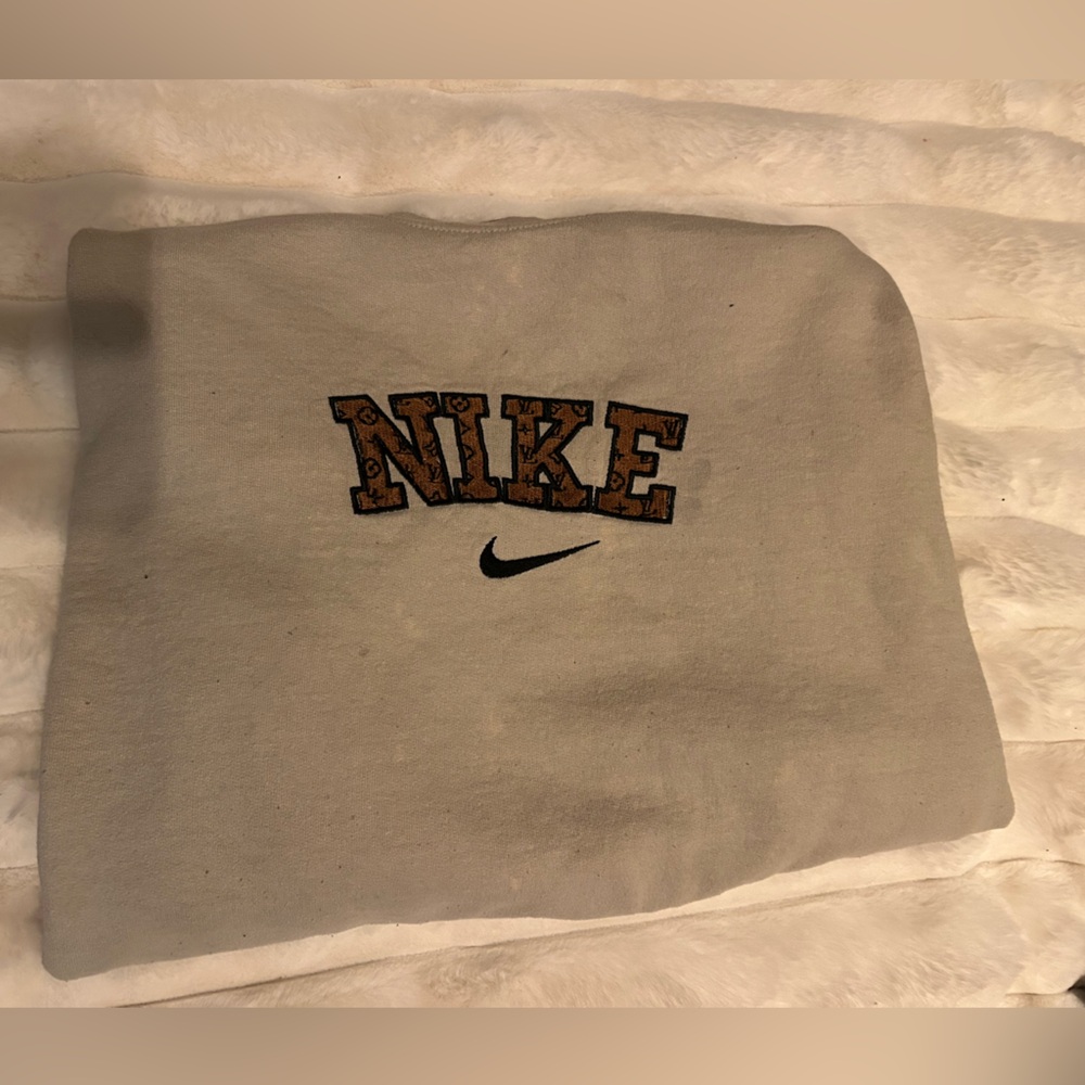 “LV” Nike Beige Crewneck Sweater